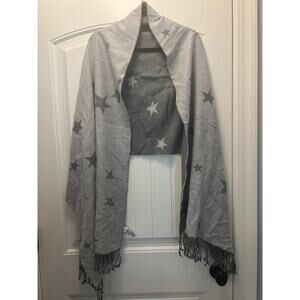 Gap Women’s Star Print Acrylic Winter Fringe Wrap Shawl Scarves One‎ Size Gray